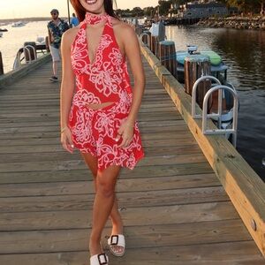 Lovers + Friends Red and White Skirt Set